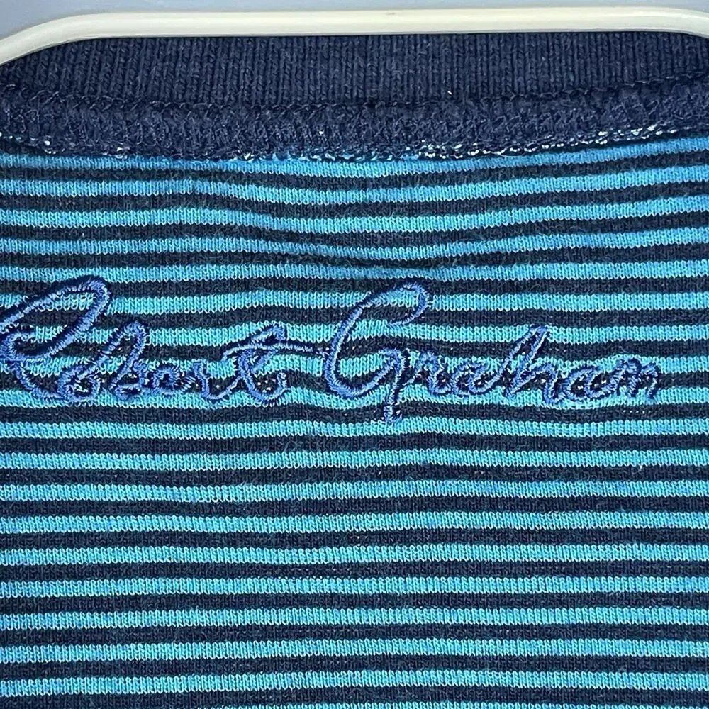 Robert Graham Sweater Mens XL Blue Striped 1/4 Zip Reversable Mock Neck Pullover